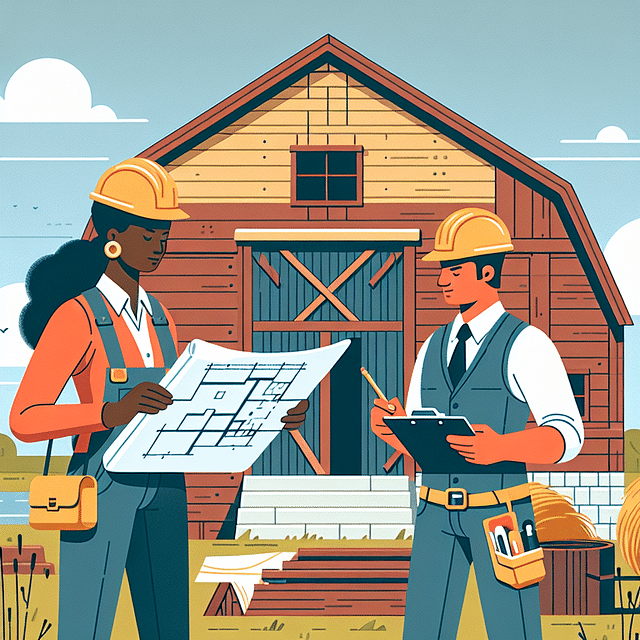 professional evaluating a barn structure
