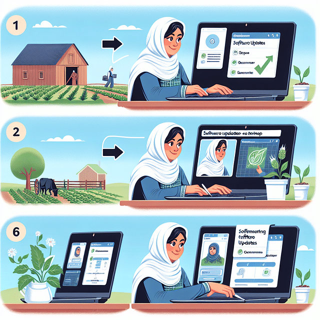 farmer attending a webinar on software updates
