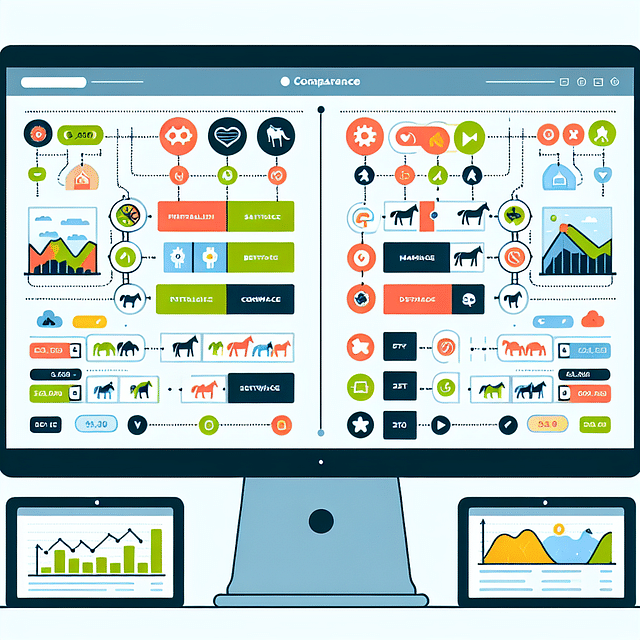 comparison of horse farm management software on a screen