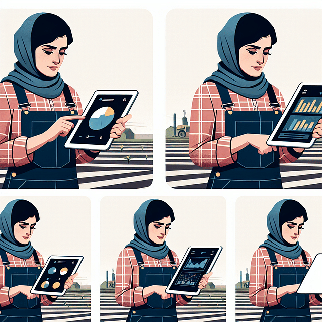 farmer monitoring software analytics on a tablet