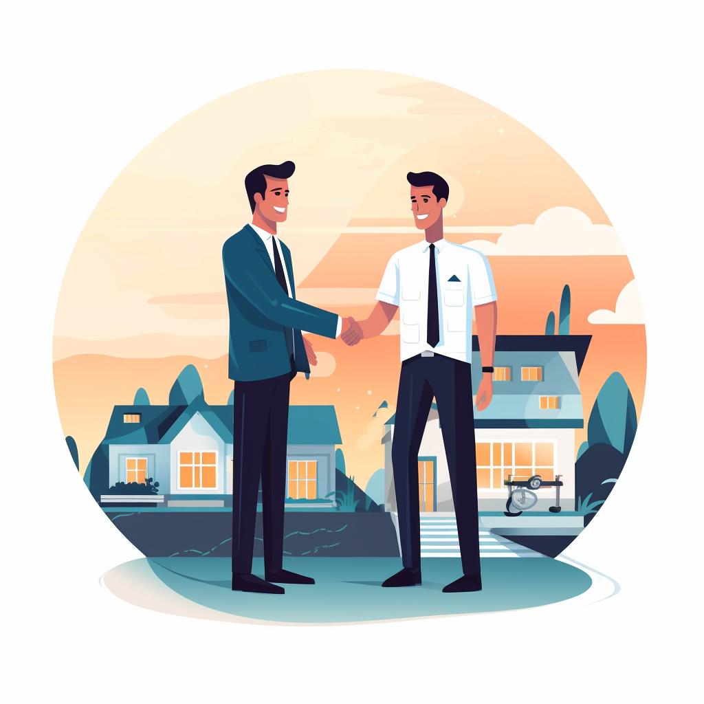 A real estate agent shaking hands with a property owner